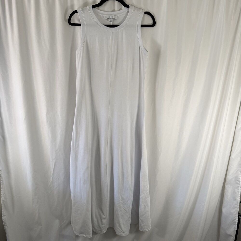 Magaschoni Maxi Dress Women's Medium White Sleeveless High Neck Stretch